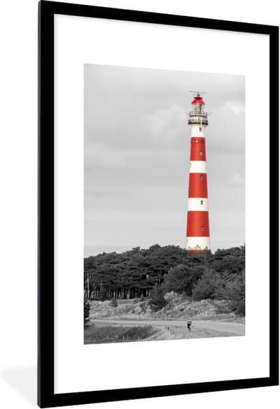 Fotolijst incl. Poster - Strand - Vuurtoren - Bomen - 80x120 cm - Posterlijst