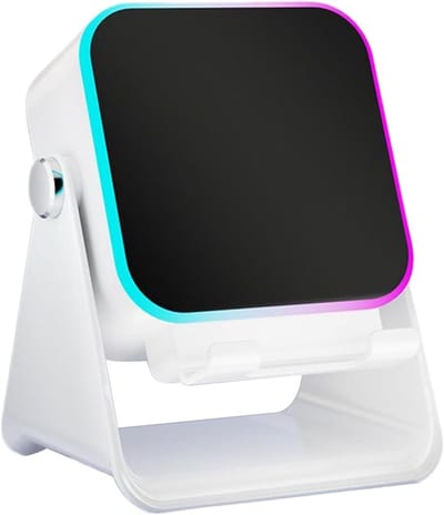 Telefoonstandaard Luidspreker - Audiostation Opvouwbaar - Handsfree Bellen Muziek - Omgevingsverlichting Instelbaar - 16 x 11 x 8 cm - Wit