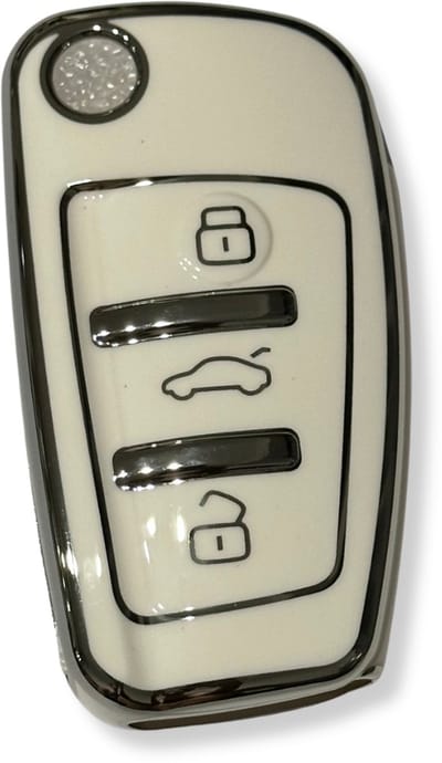 Autosleutel Hoesje Geschikt Voor Audi, A1, A3, A4, A5, Q3, Q5, Q7, TT ALLROAD 2005 - 2016 Wit - Zilver