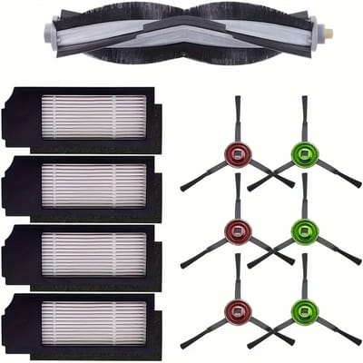 11-delige Vervangingsonderdelenset voor Neutop, gescht voor Ecovacs Deebot X1 Plus, X1 Turbo, X1 Omni, T10 Plus, T10 Omni - Inclusief 1 Rolborstel, 4 Filterzakken, 6 Zijborstels - Kunststof Materiaal - Stofzuiger Accessoires
