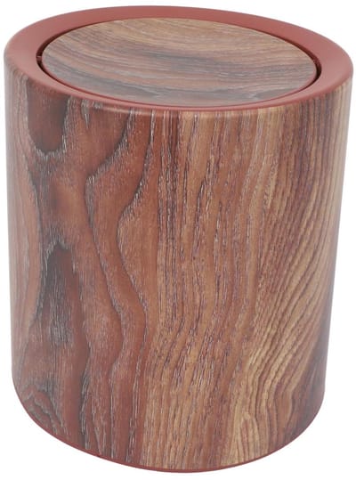 Prullenbak met Pedaal - Afvalemmer Decoratief - Ruimte Opruimen - Natuurlijke Houtlook - 27 cm Hoog - Koffie