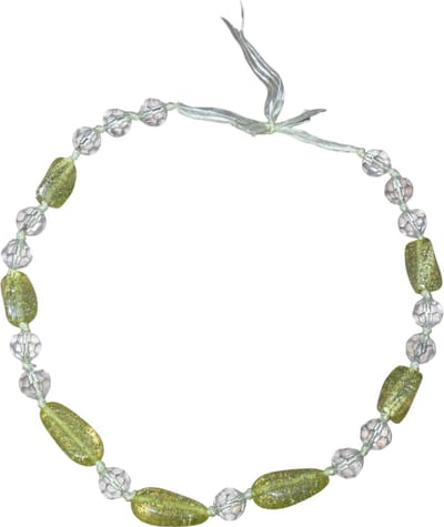 Ketting met stenen en bolletjes geel-transparant