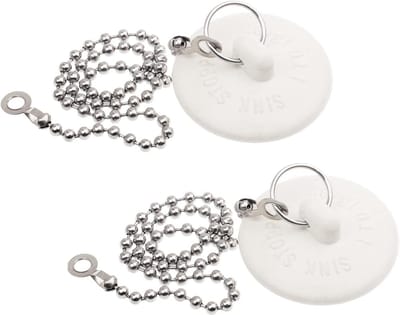 Badstop Set - Afvoerpluggen - Water Dicht Maken - Met Ketting - 2 Stuks - Wit