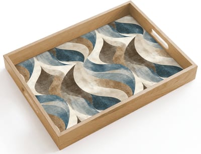 Dienblad hout 40x30 cm - Schootdienblad - Abstract - Golven - Kleurrijk - Borrelplank rechthoek - Plateau dienbladen