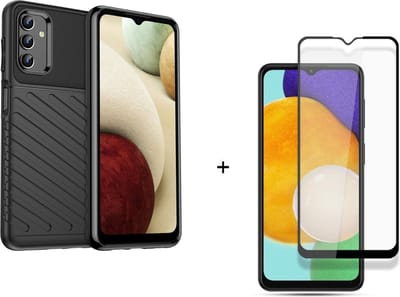 Silicone gel zwart telefoonhoesje Telefoonhoesje geschikt voor Samsung Galaxy A13 met full cover glas screenprotector