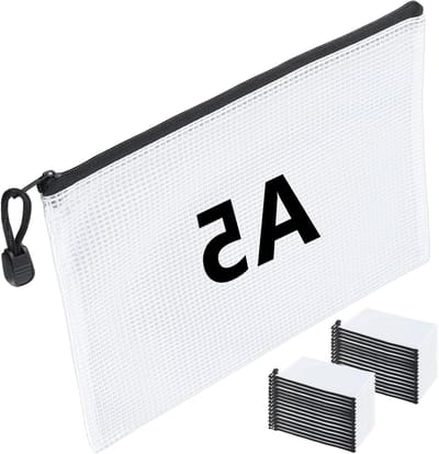 30 Stuks A5 Plastic Mappen, Mesh Zipper Pouches voor Documenten, Papieren en Knutselmaterialen