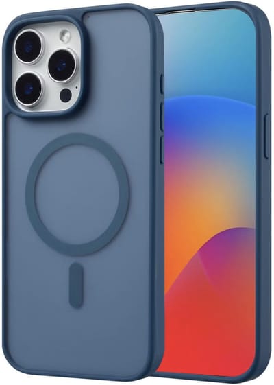 YPCd MagSafe Backcover Geschikt voor Apple iPhone 15 Pro Max – Shockproof TPU - Hard PC Achterkant – Sterke MagSafe Magneet – Camera Bescherming – Donkerblauw