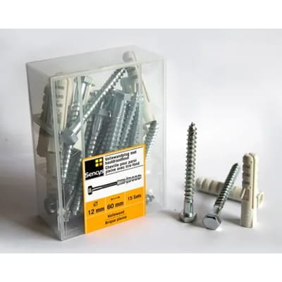 Sencys Vollewandplug Met Houtdraadbout Kunststof - Diam. 12x60mm - 15 Stuks