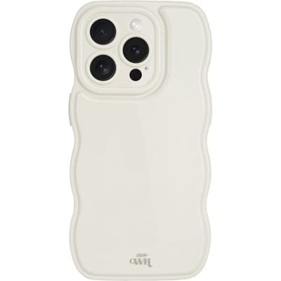 xoxo Wildhearts Glossy Wavy Case Beige telefoonhoesje - Geschikt voor iPhone 14 Pro - Golvend hoesje - Glimmende silicone case met golven - Vlekbestendig - Beige / Crème
