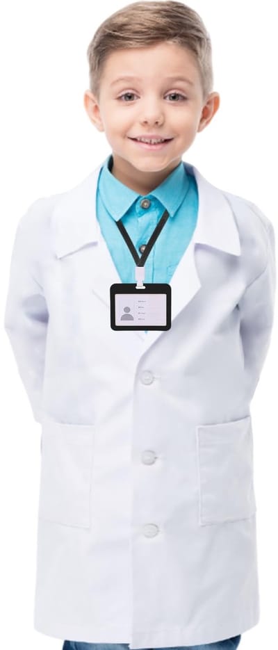 Dailygoods- Laboratoriumjas voor Kinderen - Doktersjas - Wetenschapper Kostuum - 2 Stuks - Werkbewijs - Polyester, Wit, 71 cm - Dokterskostuum