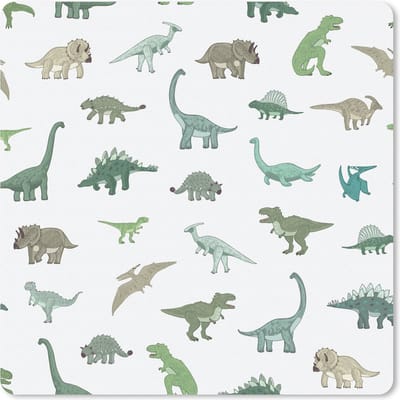 Muismat 20x20 cm - Mousepad Dinosaurus - Groen - Jongens - Bruin - Kind - Patronen - Muismatten