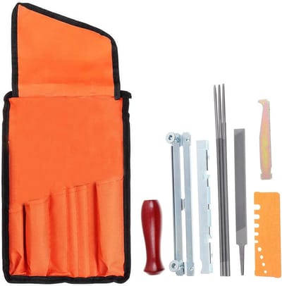 Kettingzaag Slijper - Vijlen Kit - Ketting Onderhoud - Compleet Gereedschap - 29.5 x 18.5 x 3.5 cm - Oranje Tas