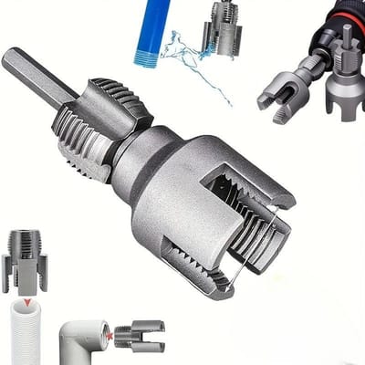 Kit d'outil de coupe de filetage de tuyau PVC compatible perceuse électrique en acier rapide, outil de coupe de filetage intégré interne et externe 1/2  et 3/4 1/2"