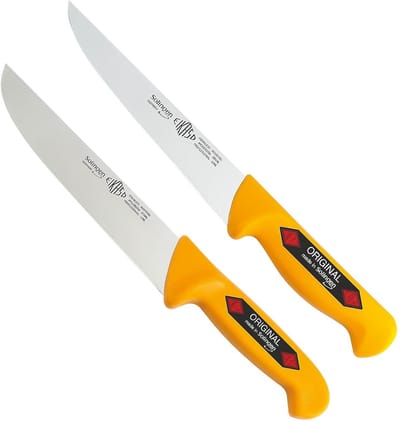 Eikaso Solingen Slagers- en universeelmes set – ergonomisch – geel – 15 cm en 13 cm lemmet