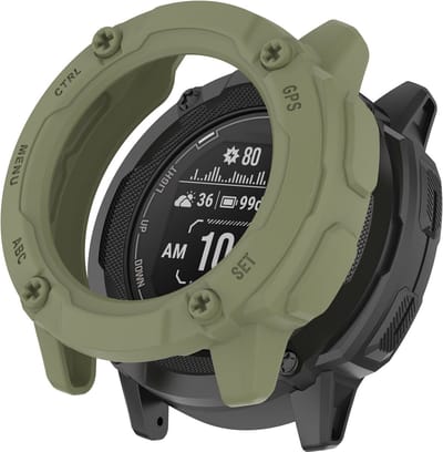 Strap-it TPU bescherm hoesje - geschikt voor Garmin Instinct 2x (50mm) - olijfgroene schokabsorberende case voor de grotere Instinct 2x