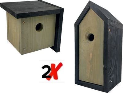 GARDEN SPIRIT 2x Modern Vogelhuisje - Nestkast Zwart Grijs