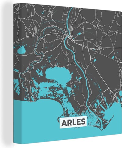Canvas Schilderij Arles - Frankrijk - Plattegrond - Stadskaart - Kaart - 20x20 cm - Wanddecoratie