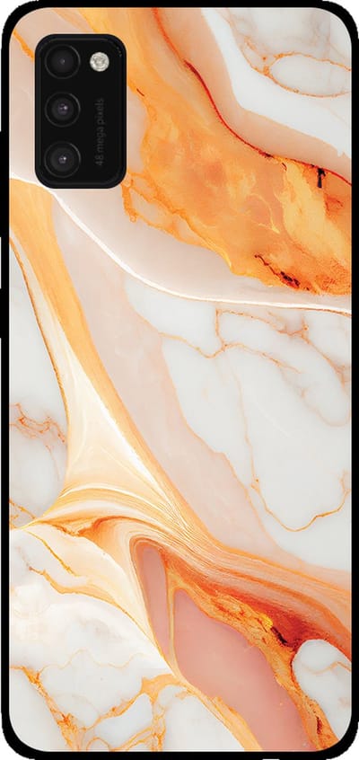 Smartphonica Telefoonhoesje voor Samsung Galaxy A41 met marmer opdruk - TPU backcover case marble design - Oranje geschikt voor Samsung Galaxy A41