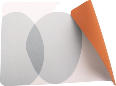 Kade 171 placemats rechthoekig 6 stuks 45 x 30 cm - lederlook wit met grijze vormen en bruin