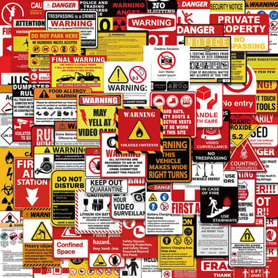 75 stuks Waarschuwingsbord Gevaar Verboden Herinnering Skateboard Koelkast Gitaar Laptop Motorfiets Reizen Klassiek Speelgoed Coole Stickers Sticker