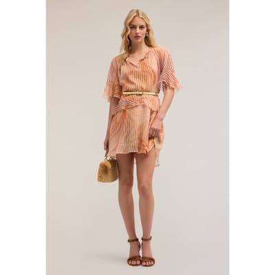 Motivi Flared Patterned Dress With Flounces Pink Size: 32 | Mini Dresses Outlet | Dames | Roze