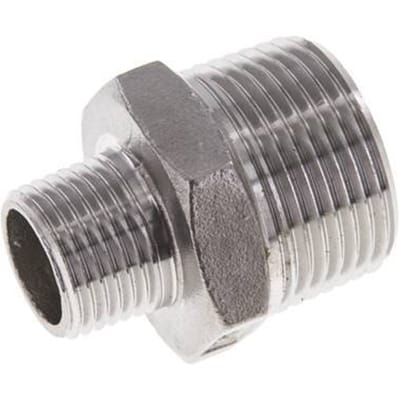 1/2'' NPT x 1'' NPT RVS Borstnippel 16 Bar