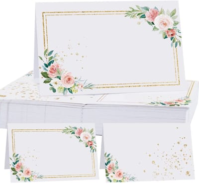 Dailygoods- Tafelkaarten 50 Stuks - Elegant Bloemendesign - Plaatskaartjes - Naamkaarten - Tafeldecoratie - 8,5 x 11 cm - Plaatskaarten