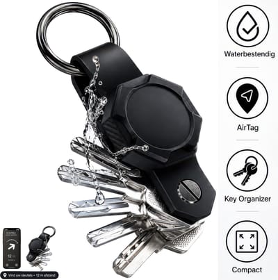 AirTag Sleutel Organizer Sleutelhanger - Multifunctioneel Air Tag Key Organizer Keychain Holder - Karabijnhaak Sleutelhouder - Sleuteletui - Karabijnsluiting Sleutelbos opberger - Auto Sleutel Hanger/Houder - 2 tot 6 Sleutels Case - Zwart