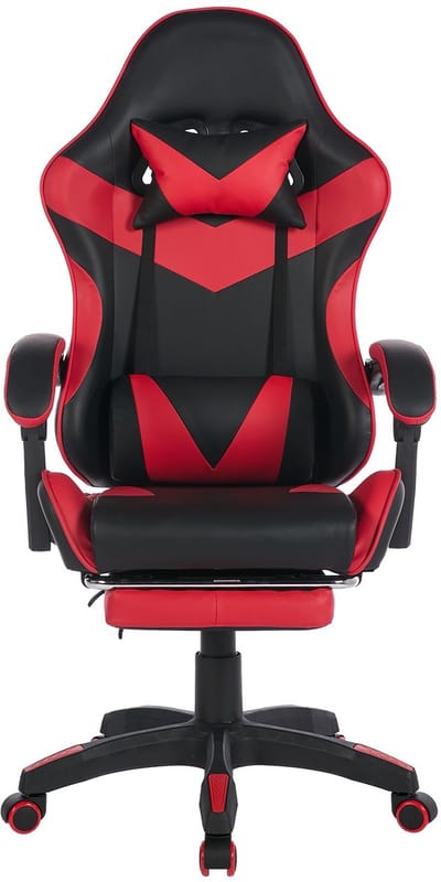 Gamestoel - Bureaustoel - Gaming Stoel - Racestoel - Hoge Rugleuning - Lendensteun - Voetensteun - Draaibaar - Kantoor - 126cm - 150kg - Zwart Rood
