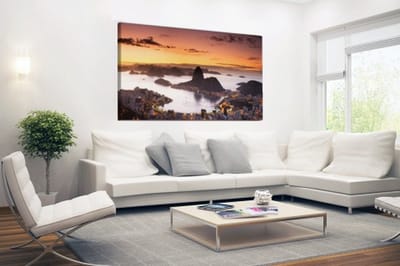 Canvas Schilderij Zonsondergang - Brazilië - Rio de Janeiro - 30x20 cm - Wanddecoratie