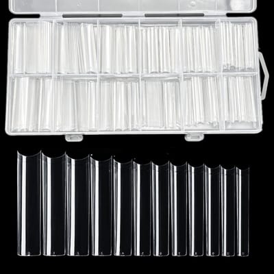 Dailygoods- Nageltips XXXL transparant - Halfbedekkend - Extra lange vierkante - 240 stuks - Geen C-curve - Geschikt voor acrylverlengingen - Kunstnagels