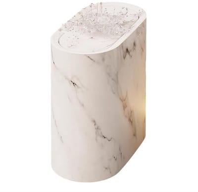 Badkamer prullenbak - Kleine afvalbak - Ruimte besparen - Elegant marmer design - 29.5 x 16 x 29cm - Wit