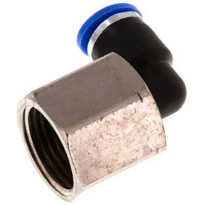 6mm x G3/8'' 90 graden L-verbinding Messing/PA 66 Insteekfitting Binnendraad Draaibaar NBR [2 Stuks]