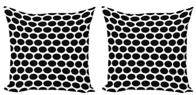 ABAKUHAUS Dots Kussenhoezen Set – 2x40x40 – Dubbelzijdig – Zwart/Wit