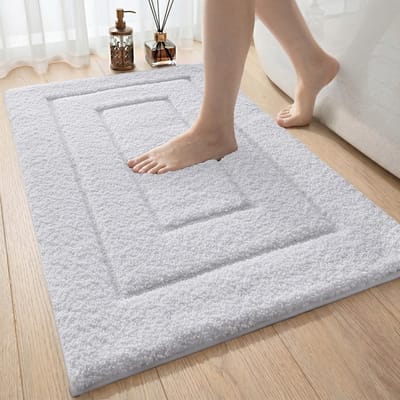 Badmat 60 x 90 cm, Antislip Zacht Badmatten Waterabsorberende, Machinewasbaar Badkamertapijt voor Douche, Bad en Toilet, Wit