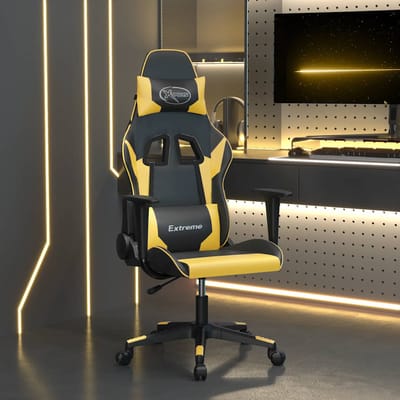 vidaXL - Massage - gamestoel - kunstleer - zwart - en - goudkleurig