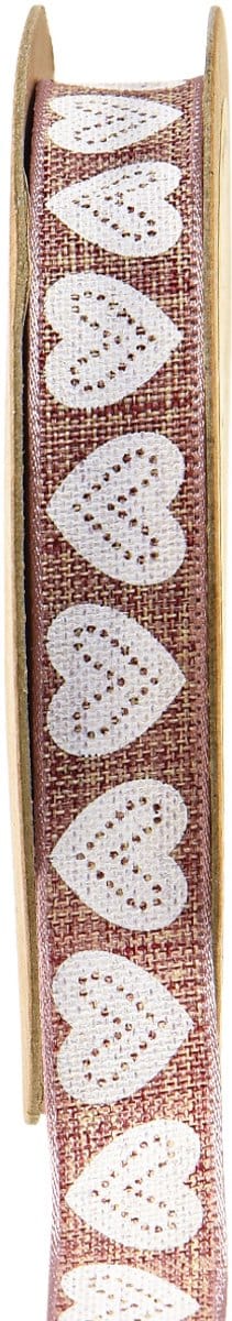 Cadeaulint hartjes sierlint wijnrood bruin 15mm 15m