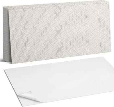 Coloray Plaktegels - Golven in een geometrische opstelling Wandtegel Zelfklevend - 60 cm x 30 cm - Romig Plaktegels - 6 stuks - Rechthoek PVC Tegels - Plaktegels Keuken - Zelfklevende Vloertegels Badkamer - Vinyl Tegels - Zelfklevende Wandtegels