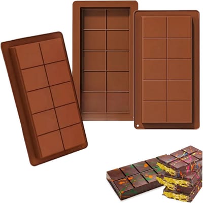 3 stuks - Chocoladevormpjes - Gemakkelijk te lossen snoepvormpjes - Diepe siliconen chocoladevormpjes - Perfect voor het maken van heerlijke chocoladedesserts - Bruin
