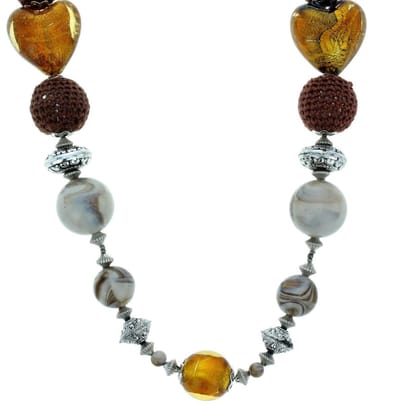 Behave - Bruine Kralen Ketting 62 cm (+6 cm verlengketting) - Mode Sieraden Voor Dagelijks Gebruik