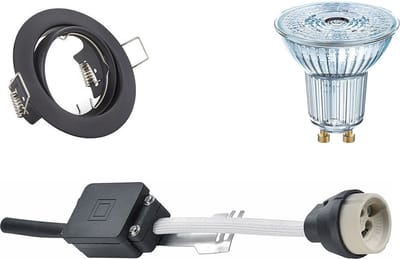 LED Spot Set - LEDVANCE Parathom PAR16 940 36D - GU10 Fitting - Dimbaar - Inbouw Rond - Mat Zwart - 3.4W - Natuurlijk Wit 4000K - Kantelbaar Ø83mm