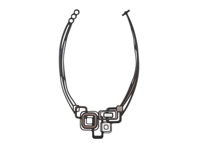 Batucada - Pythagoras - Collier van Plantaardige Oorsprong en Hypoallergeen - Vrouwen Ketting met Geometrische vormen - Antiallergisch Halsketting - Zwart - Bruin - Grijs - Beige - lengte 45/50 cm - effect Tattoo - ziet er uit als Rubber - Vegan