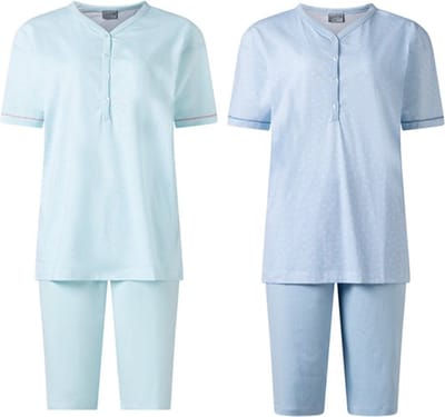 Lunatex - 2 dames shortama's 124217 - turquoise en blauw - maat M