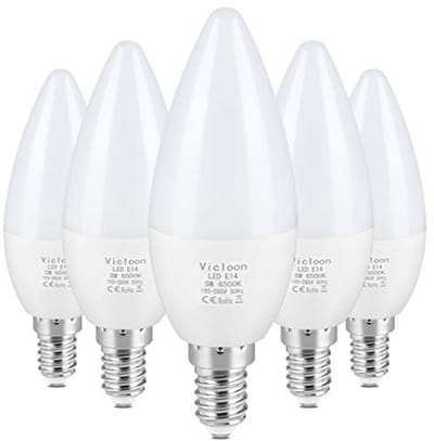 E14 LED Kaarslamp 5 Stuks - 5.5W Koud Wit 6500K, Vervangt 40W Halogeenlamp
