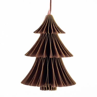 Papieren honeycomb kerstboom bruin