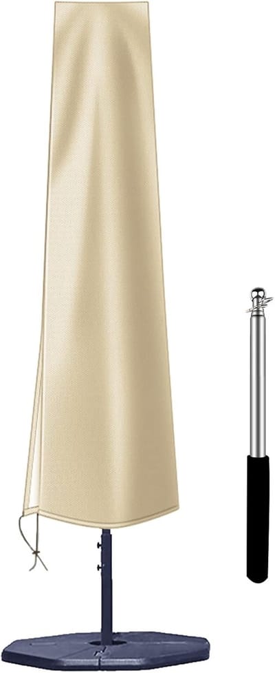 KZQ Waterdichte Terrasoverkapping Beige 420D Oxford Met Ritssluiting Geschikt Voor Parasols Van 2 7 Tot 3 7 Meter 240x57x57 Cm