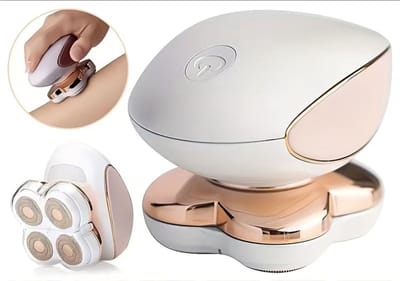 4-Blade STNY Dames Scheerapparaat - Usb Oplaadbare 4-kop Full Body Shaver + Precisietrimmer - Batterij Indicator - Perfecte Lichaamshaar Verzorging voor Dames - Kleur: Rose Goud + Wit
