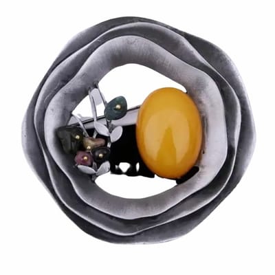Broche modern-oker-grijs - Charme Bijoux