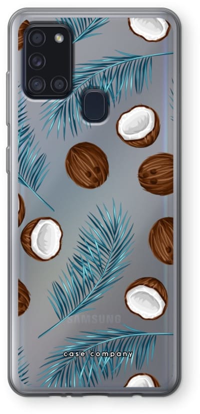 Case Company® - Hoesje geschikt voor Samsung Galaxy A21s hoesje - Kokosnoot - Soft Cover Telefoonhoesje - Bescherming aan alle Kanten en Schermrand
