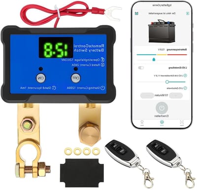 Accuschakelaar Afstandsbediening - Batterij Isolator - Voertuig Beveiliging - App en Afstandsbediening - 12V 240A - Zwart